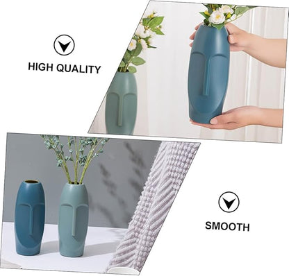 Generic Abstract Navy Blue Plastic Vase Lightweight Decorative Flower Container for Home Office Hotel Wedding Centerpiece with Dried Flower Display
