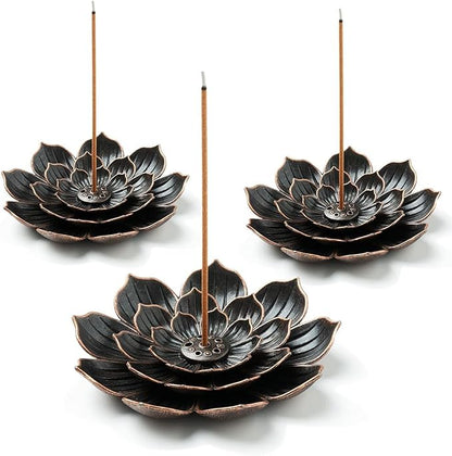 3 Pack Brass Lotus Incense Holder, Incense Sticks Burner, Incense Ash Catcher