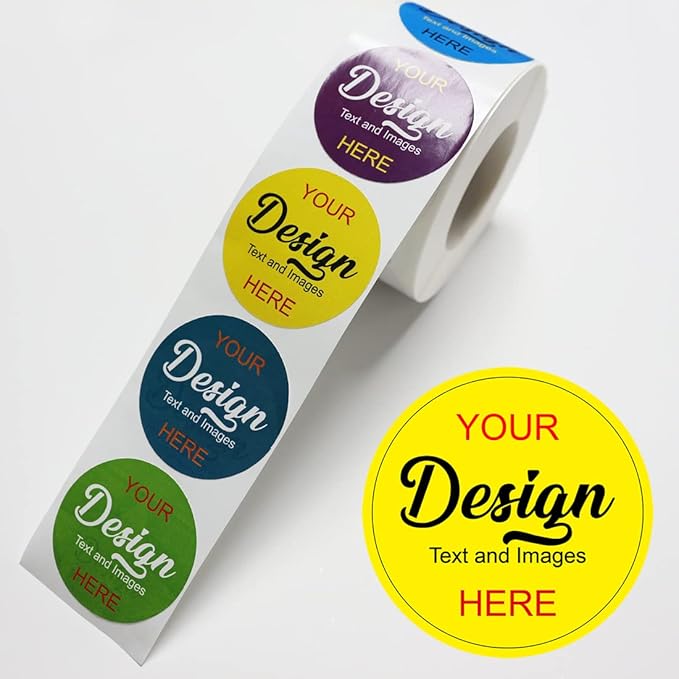 Custom Stickers Personalized Logo Sticker – Customized Business Labels with Any Design Name+ Image – Roll Packed – Fade Resistant,Multi Shapes,Sizes