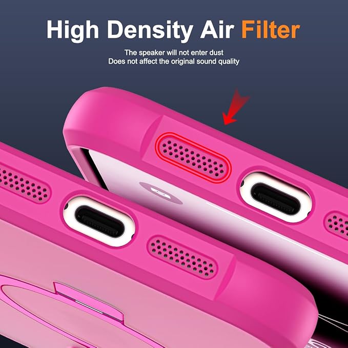 Compatible with iPhone 14 Pro Max Case with Invisible Magnetic O-Ring Stand Military-Grade Translucent Case for iPhone 14 ProMax 6.7" [Compatible with Mag-Safe][Great Grip Feeling], Rose