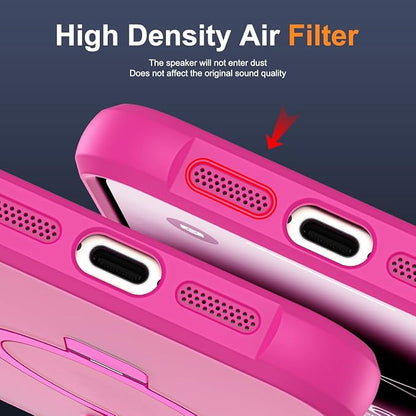 Compatible with iPhone 14 Pro Max Case with Invisible Magnetic O-Ring Stand Military-Grade Translucent Case for iPhone 14 ProMax 6.7" [Compatible with Mag-Safe][Great Grip Feeling], Rose