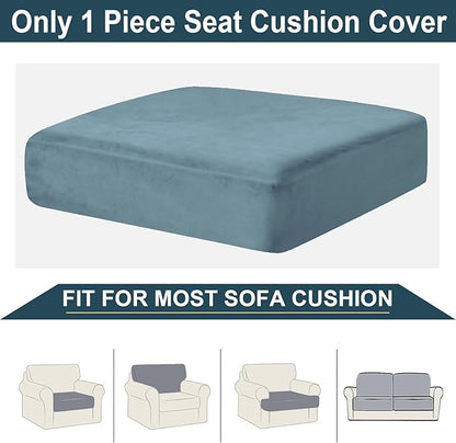 NAISI Couch Cushion Covers 1 Piece Velvet Stretch Sofa Seat Covers or Backrest Covers Soft Individual Couch Covers for Sectional Sofa(1 PC for Seat Cushion or Backrest,Teal)