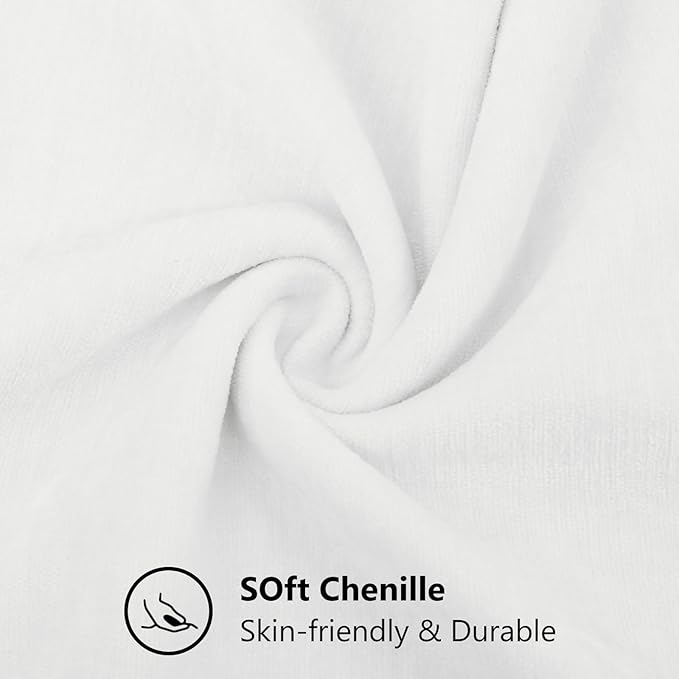 decorUhome Chenille White Spring Throw Pillow Covers 16x16 Inch Set of 2, Decorative Soft Couch Pillow Covers Solid Dyed Accent Farmhouse Neutral Square Pillow Cases for Sofa