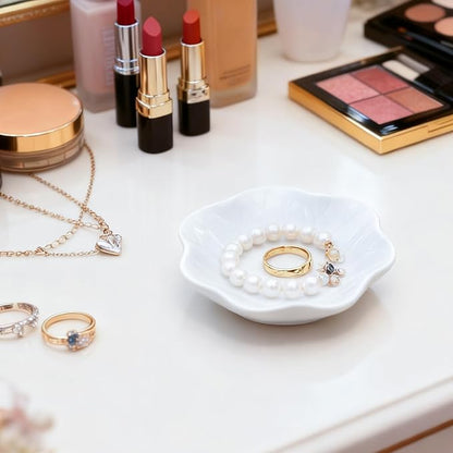 30-Pack Ring Dish Bulk, White Ceramic Lotus Trinket Tray 4.5" Wedding Favor Bridesmaid Gift, Small Jewelry Holder Catchall