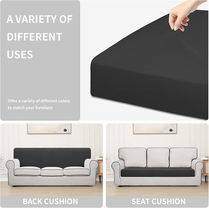 Easy-Going 100% Waterproof Sofa Seat Cushion Slipcovers Couch Cushion Cover Stretch Furniture Protector for Kids, Pets (Sofa Cushion, Dark Gray)