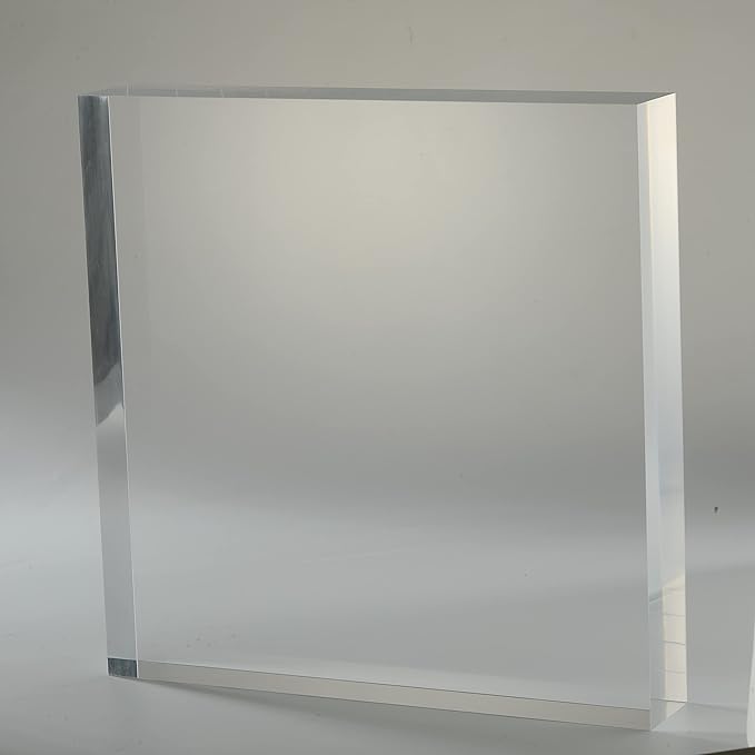 CiaoHER 2in Thickness Solid Acrylic Cube Display Block Clear Polished Pedestal Stand Riser Solid Base 2" x 12" x 12", 1 Pack
