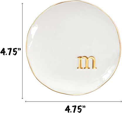 COLLECTIVE HOME - Ceramic Jewelry Tray, Decorative Trinket Dish for Rings Earrings Necklaces Bracelet Watch Keys, Birthday Mother's Day Christmas Gift for Women, 4.75", Glossy (m)