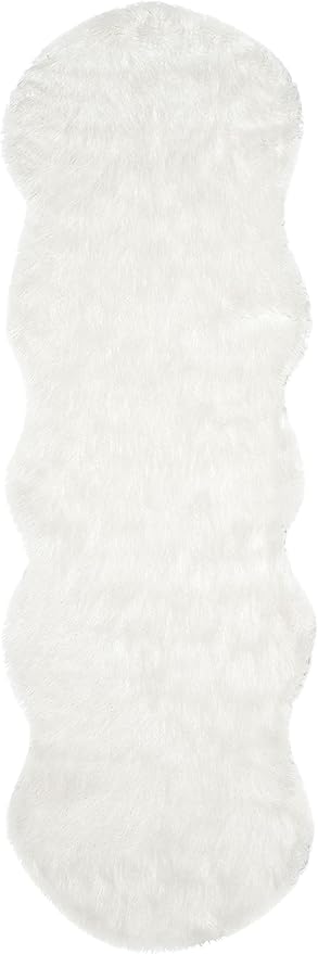 SAFAVIEH Faux Sheep Skin Collection Runner Rug - 2'6" x 8', Ivory, Silken Glam Design, Non-Shedding & Easy Care, 2.35-inch Thick Ideal for High Traffic Areas in Living Room, Bedroom (FSS117A)