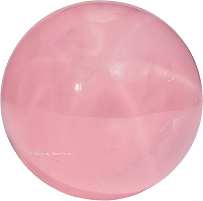 Amazing Gemstone Star Rose Quartz Crystal Ball with Stand - 1.5 Inches Crystal Sphere Meditation Balls for Witchcraft and Decorative Balls