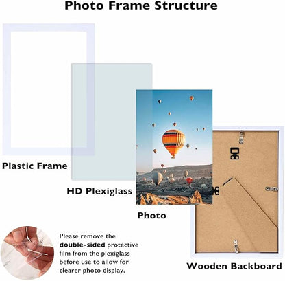 6x9 Picture Frame Set of 2 White for Wall Hanging or Tabletop- Wall Mounting Horizontally or Vertically, 6 x 9 Wall Gallery Poster Photo Frames for 6 by 9 Photo,2 Pack, White