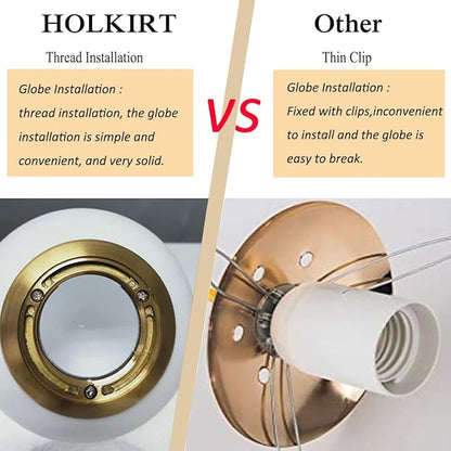 HOLKIRT Brass Wall Sconces Set of Two,Modern Wall Light,Globe Wall Sconce Wall Mount Light Wall Lighting for Bedroom Bathroom Living Room