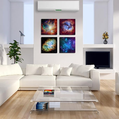 Kreative Arts - Canvas Prints Wall Art Cosmic Cloud Orion Nebula and Crab Nebula Modern Wall Decor Stretched Gallery Canvas Wrap Giclee Print Ready to Hang (12''x12''x4pcs/Set, Multi)