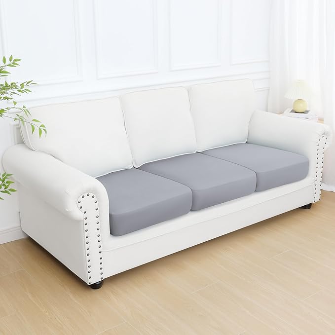 Smiry Printed Couch Cushion Covers, Stretch Soft Couch Covers for Sofa, Washable Non-Slip Sofa Slipcover Furniture Protector for Indoor and Outdoor (3 Pack, Grey)