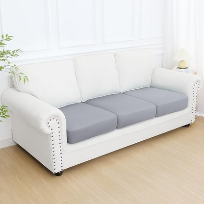 Smiry Printed Couch Cushion Covers, Stretch Soft Couch Covers for Sofa, Washable Non-Slip Sofa Slipcover Furniture Protector for Indoor and Outdoor (3 Pack, Grey)