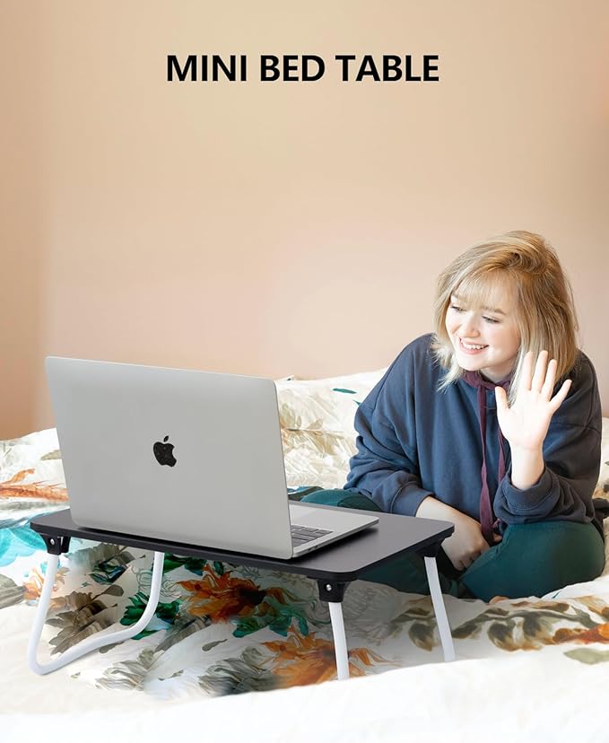 Portable Lap Desk Bed Desk Lap Table Bed Table, Laptop Stand Breakfast Serving Tray, Foldable & Lightweight Mini Table, Lap Tablet Desk for Sofa Couch Floor - - Black