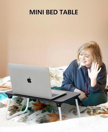 Portable Lap Desk Bed Desk Lap Table Bed Table, Laptop Stand Breakfast Serving Tray, Foldable & Lightweight Mini Table, Lap Tablet Desk for Sofa Couch Floor - - Black