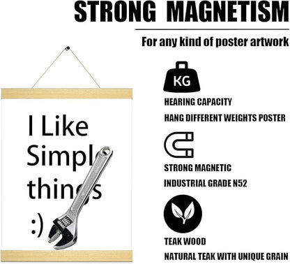 YK artwood Magnetic Poster Hanger Frame,16x16 16x20 16x22 16x24 Magnet Frames Hangers for Photo Picture Maps Art Canvas Print Artwork Wall Hanging Teak Wood 16 Inch