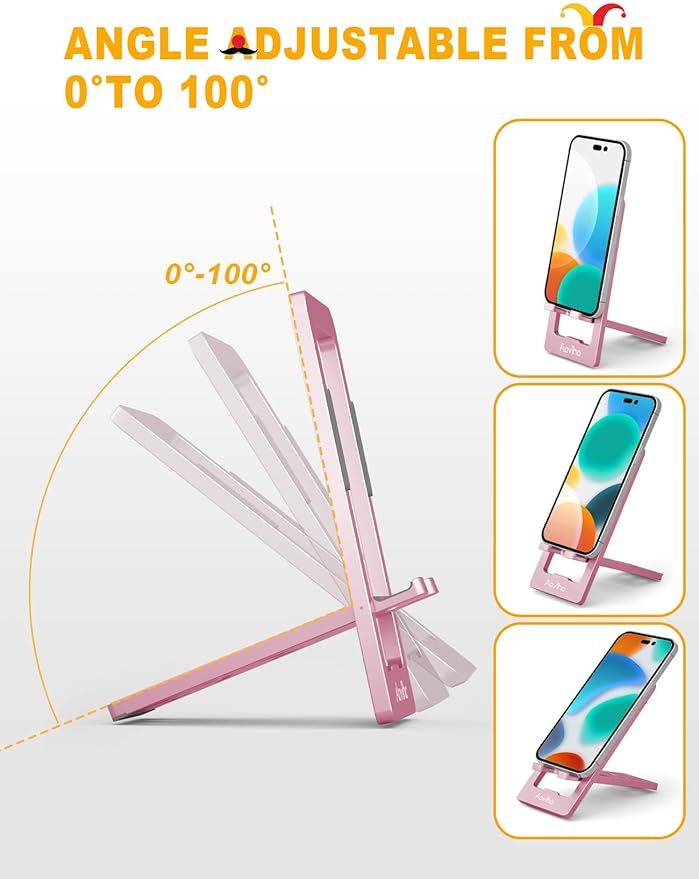 Ultra - Thin Portable Phone Stand: Foldable & Space - Saving, Fits 3.7-7 inch Devices, Pink