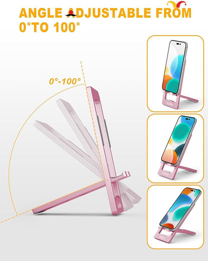 Ultra - Thin Portable Phone Stand: Foldable & Space - Saving, Fits 3.7-7 inch Devices, Pink