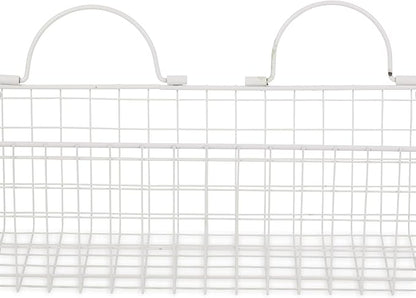 DII Farmhouse Vintage Decor, Wire Wall Basket, Medium, Antique White, 2 Piece