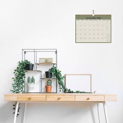 Calendar 2026-12 Months Wall Calendar from January 2026 to December 2026, 2026 Wall Hanging Calendar Planner with Thick Paper, 12" x 14.5", Cyan