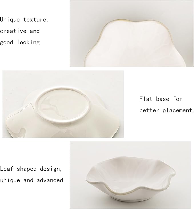 Ceramic Ring Dish, Jewelry Dish Holder, Small Trinket Tray Plate for Earrings Rings Necklaces Keys, for Mom Friend Sister (White Surface)