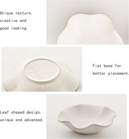 Ceramic Ring Dish, Jewelry Dish Holder, Small Trinket Tray Plate for Earrings Rings Necklaces Keys, for Mom Friend Sister (White Surface)