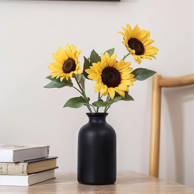 Black Bud Vases Set of 6 - Mini Black Ceramic Vases for Flowers, Modern Bud Vase for Table Decor, Boho Small Vase for Home Decor, Centerpieces in Bulk for Wedding, Home, Table, Party Decor