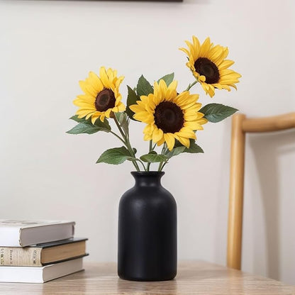 Black Bud Vases Set of 6 - Mini Black Ceramic Vases for Flowers, Modern Bud Vase for Table Decor, Boho Small Vase for Home Decor, Centerpieces in Bulk for Wedding, Home, Table, Party Decor