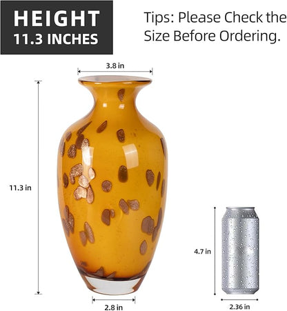 KAMMAK Colored Glass Vase, Beautiful Hand Blown Decorative Vase, Modern Art Vase for Flower Mantle Dining Table Centerpiece, Entryway Living Room Wedding Decoration, SKQ007