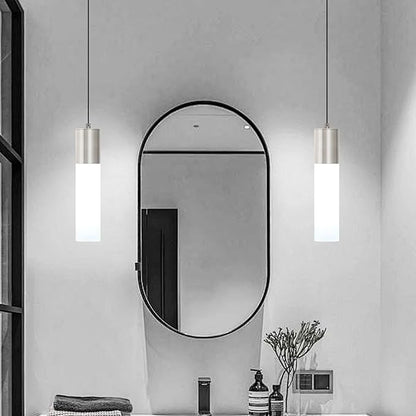 LED Kitchen Pendant Lighting Over Sink 1-Light Brushed Nickel Pendant Lights Modern Dining Table Lights Ceiling Hanging Lamp with Milky White Lampshade, Adjustable Height, 3000K-6000K