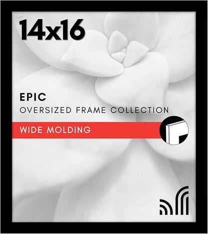 Americanflat 14x16 Picture Frame with Polished Plexiglass - Black Picture Frame - Wide Photo Frames Made of Engineered Wood for Vertical or Horizontal Wall Display - Epic Collection - Black