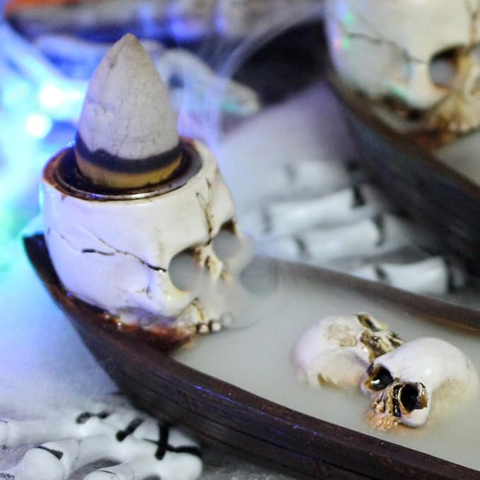 Incense Burner, backflow Incense Burner,Skeleton Ship Incense Holder,Hand-Carved Decorations,Cool Room Decorations, Awesome and Ideal Gifts, Brown