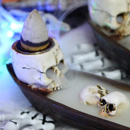 Incense Burner, backflow Incense Burner,Skeleton Ship Incense Holder,Hand-Carved Decorations,Cool Room Decorations, Awesome and Ideal Gifts, Brown