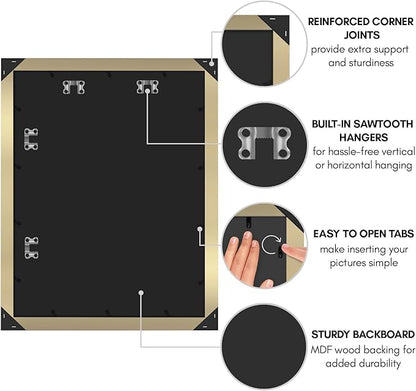 Americanflat 18x24 Poster Frame with Polished Plexiglass - Gold Picture Frame - Wide Photo Frames Made of Engineered Wood for Vertical or Horizontal Wall Display - Epic Collection - Gold