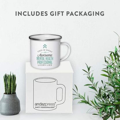 Andaz Press 11oz. Stainless Steel Campfire Coffee Mug Gift, This is What an Awesome Mental Health Professional Looks Like, 1-Pack, Birthday Gift Ideas Coworker Him Her, Includes Gift Box