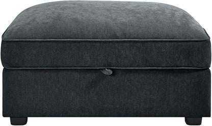 Ottoman - Chenille Grey with Storage & Comfort