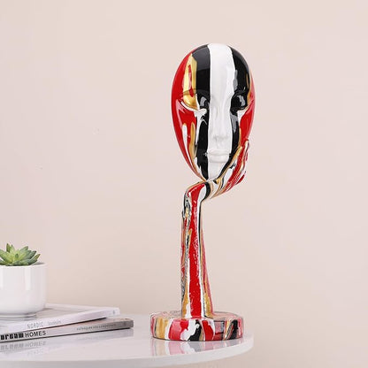 suruim Simple Creative Colorful Female Face Art Statue Thinker Sculpture Abstract Character Crafts Ornament Home Office Bedroom Living Room Study Decoration (Large-1 15.3in)