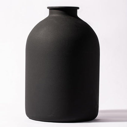 Metal Matte Black Vase 8.7 inch Tall Iron Frosted, Pampas Grass Vase for Centerpieces Minimalist for Home Wedding Boho Décor