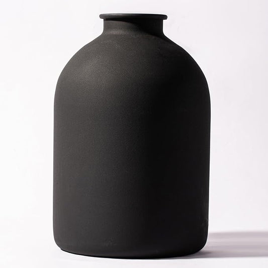 Metal Matte Black Vase 8.7 inch Tall Iron Frosted, Pampas Grass Vase for Centerpieces Minimalist for Home Wedding Boho Décor