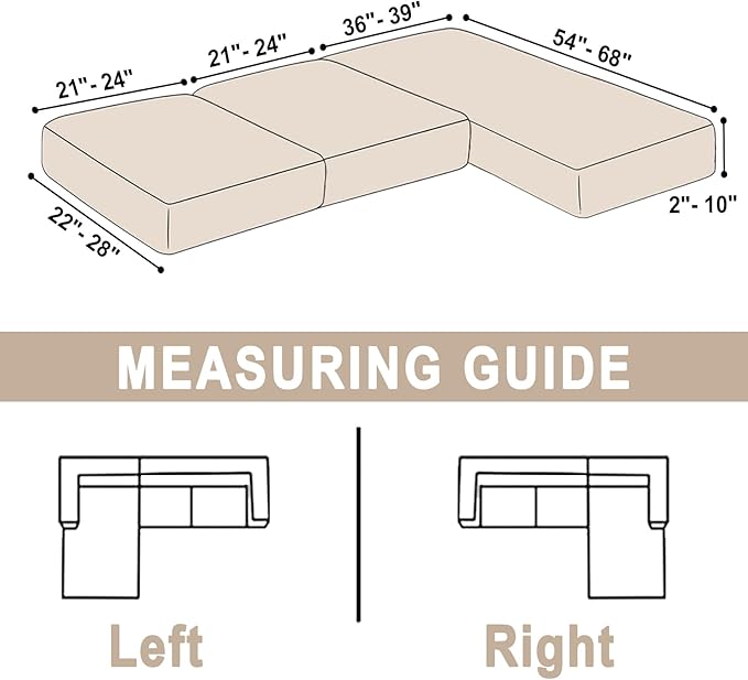 Sectional Couch Covers for 3-Piece Seat Cushion Velvet Separate L Shape Couch Cover Stretch Sofa Slipcover with 2 Pieces Pillowcases Furniture Protector (Sofa 2 Seater + 1 Chaise, Beige)
