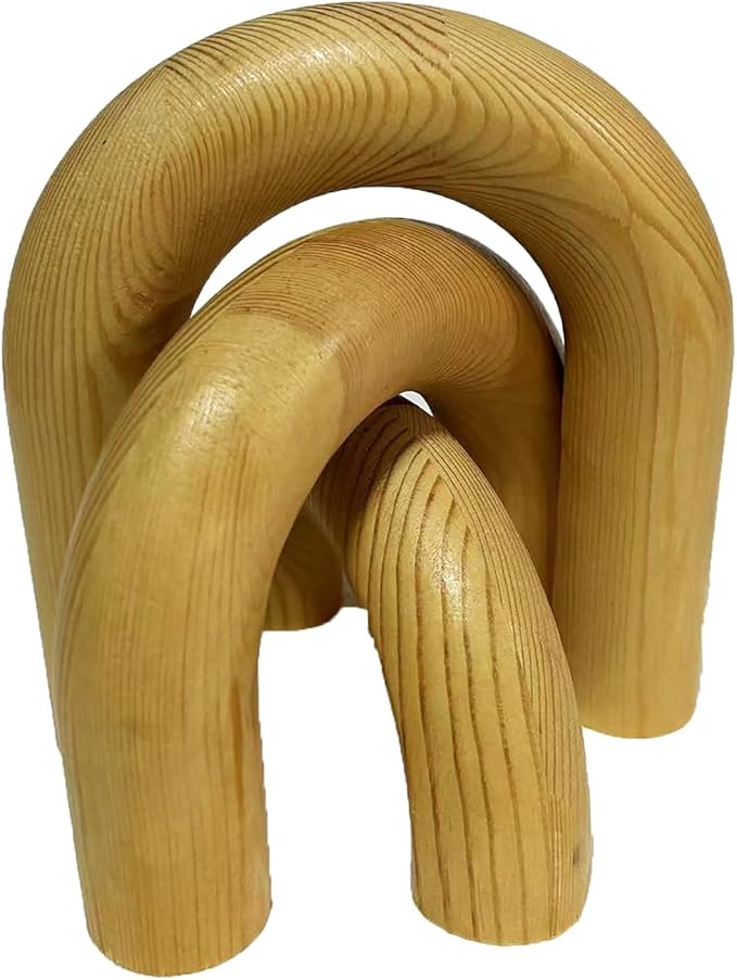 3Pcs Wood Arch Decor Accents - Home Book Table Decorative Rustic Arch Decor Modern Boho Minimalist Coffee Table Bookshelf Living Room Entryway Aesthetic Decorations Objects (Wood Color)