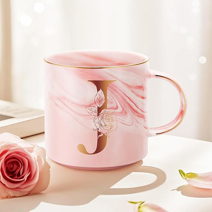 Valentines Day Gifts for Her, Anniversary Birthday Galentines Gifts for Women Mom Grandma Friend Sister Wife Teacher Coworker, Personalized Initial Customized Gift Monogrammed A-Z Coffee Mug 12 OZ(J)