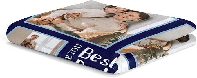 Fathers Day Personalized Gifts from Daughter Custom Blankets with Photos and Text Multiple Colors Sizes Soft Flannel Gifts for Men Birthday Gifts for Dad