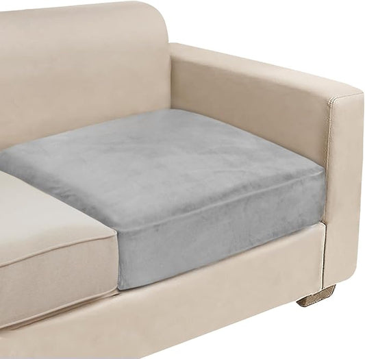 NAISI Couch Cushion Covers 1 Piece Velvet Stretch Sofa Seat Covers or Backrest Covers Soft Individual Couch Covers for Sectional Sofa(1 PC for Seat Cushion or Backrest,Light Grey)