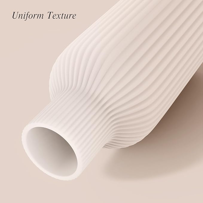 White Ceramic Flower Vase, Minimalist Modern Home Decor, Matte Finish Pampas Grass Vase for Table, Fireplace, Shelf, Mantel, Entryway and Centerpieces (10in)