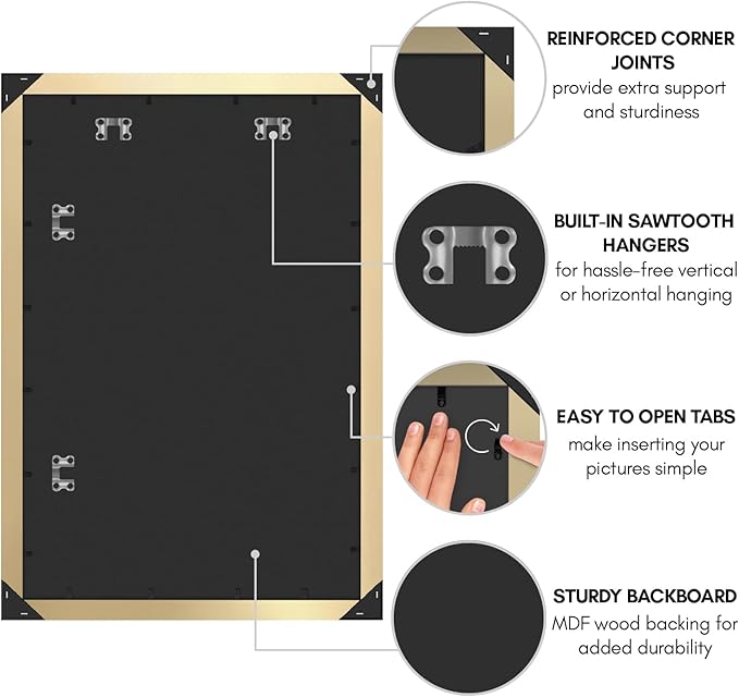 Americanflat 24x36 Poster Frame with Polished Plexiglass - Gold Picture Frame - Wide Photo Frames Made of Engineered Wood for Vertical or Horizontal Wall Display - Epic Collection - Gold
