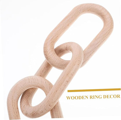 POPETPOP Wood Chain Link Decor Minimalist for Living Office and Shelf Decoration Rustic Wood Home Accent Long Versatile Natural Texture Decor