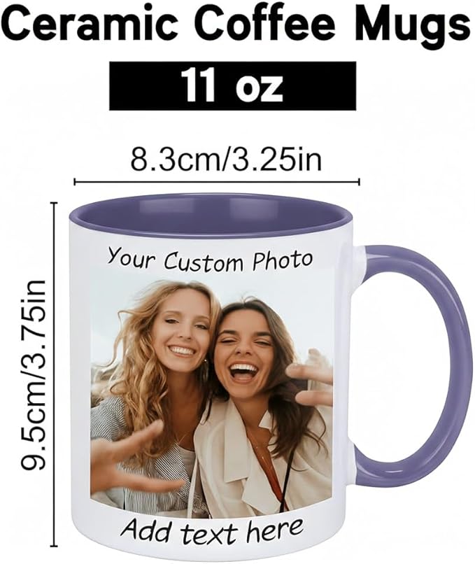 G9W168 Custom Coffee Mug, Customizable Coffee Cups with Pictures Personalized Ceramic Mug for Gifts Novelty Personalized Mugs for Friends (Purple)
