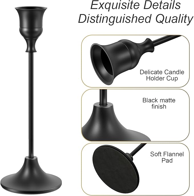 Taper Candle Holders Bulk, Set of 24 Black Vintage Candle Sticks Holder Decor Home Decor Centerpieces for Table Festive Wedding Decorations